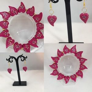 Handmade Polymer Clay Beaded Bracelet & Earrings